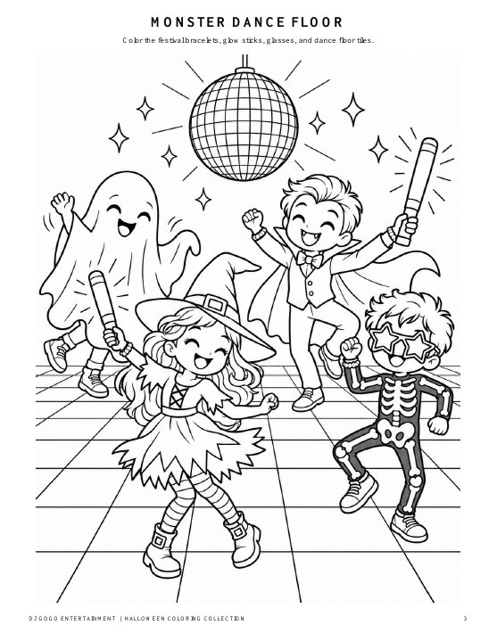 Preview of Monster Dance Floor coloring activity