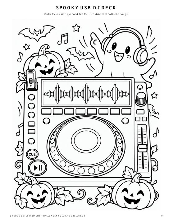 Preview of Spooky USB DJ Deck coloring activity