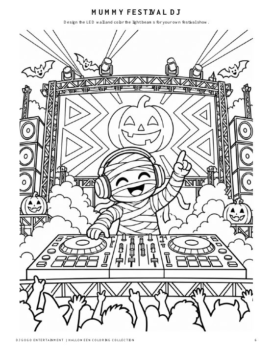 Preview of Mummy Festival DJ coloring activity